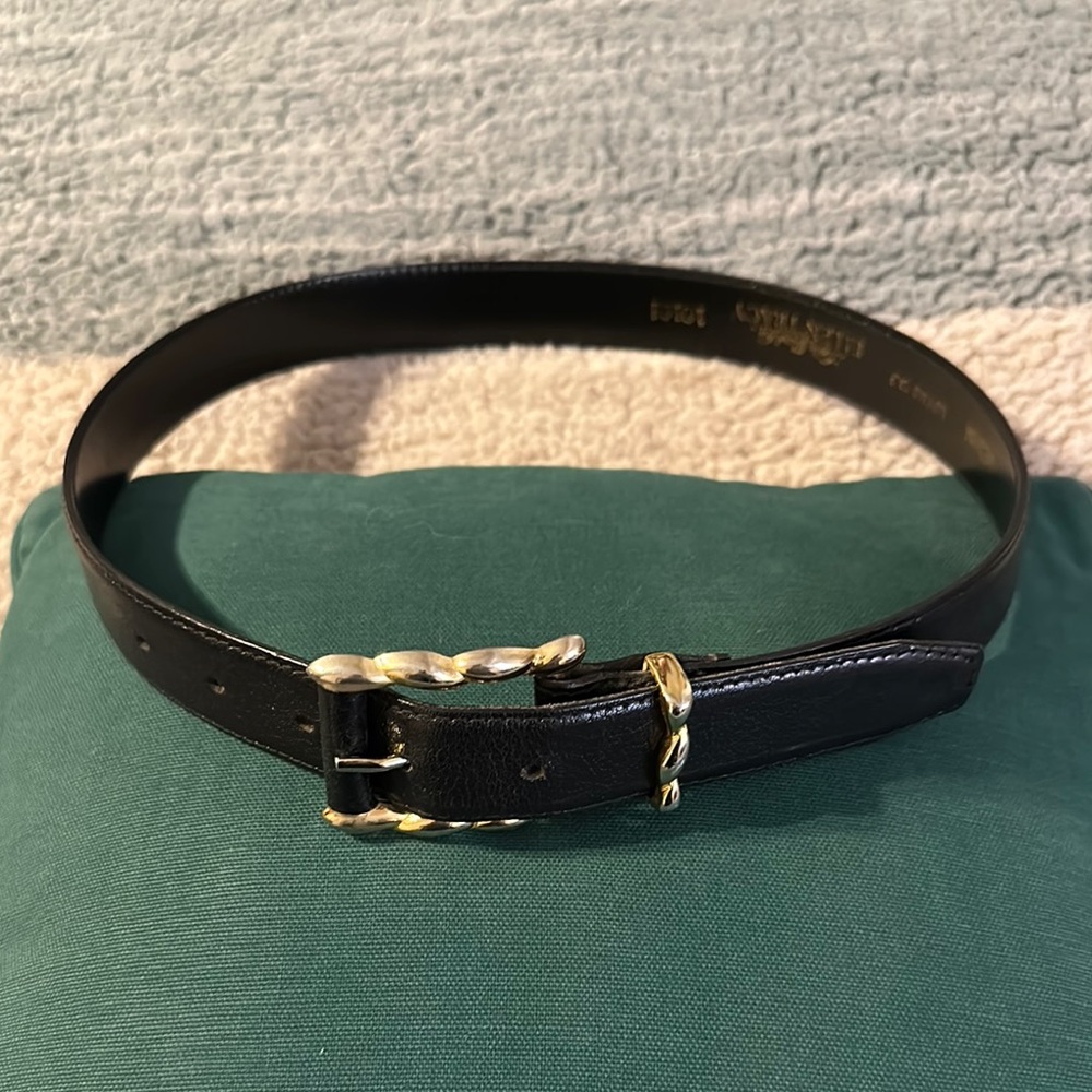 Vintage Linda Allred for Ellen Tracy Black Buffalo Calf Belt